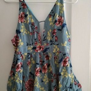 blue floral romper